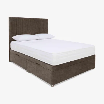 Furniture Village Sleep Story - Firm Gel Manual Side Ottoman Divan Set - Double - Linoso Nutmeg