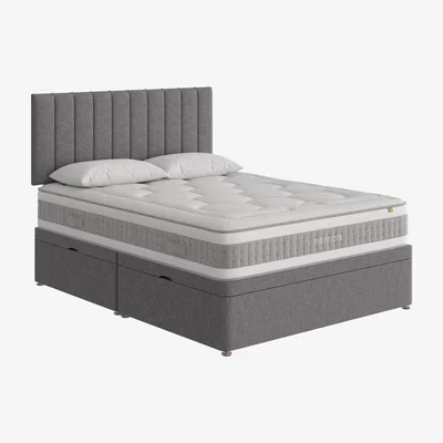 Furniture Village Mammoth - Prestige Pocket 2000 Side Ottoman Divan Set - Double - Grey