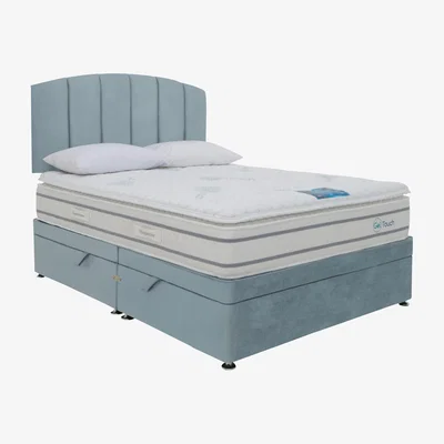 Furniture Village Sleepeezee - GelTouch 3000 Side-lift Ottoman Divan Set - Double - Blue