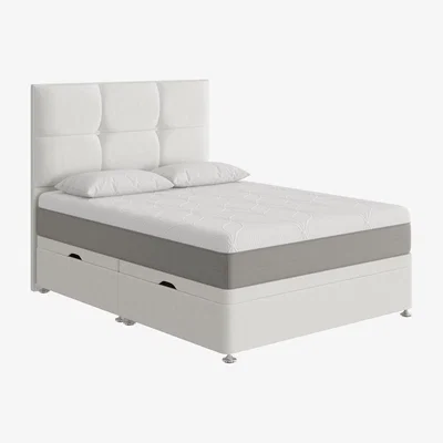 Furniture Village Sleep Story - Cool Gel 3000 Side Lift Ottoman Divan Set - Double - White