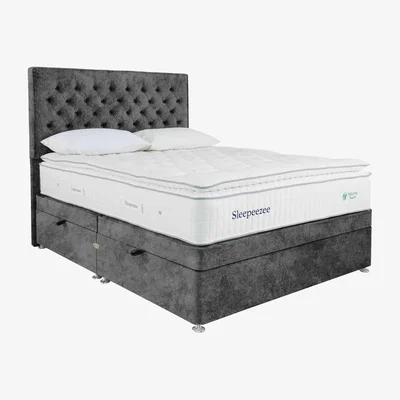 Furniture Village Sleepeezee - Natural Touch 3000 Pillowtop Side Ottoman Divan Set - Double - Daytona Grey