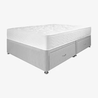 Furniture123 Airsprung Ortho Premium Mattress with Grey 4 Drawer Platform Divan Bed - Double