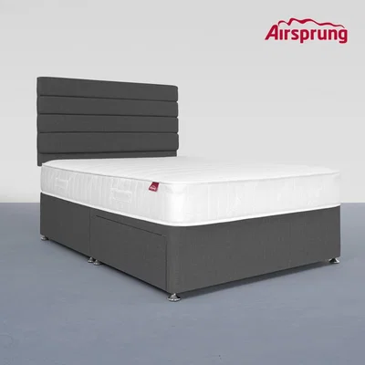 Furniture123 Airsprung King Size 2 Drawer Divan Bed with Comfort Mattress - Charcoal
