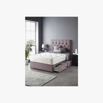 Furniture123 Catherine Lansfield Boutique Divan Bed with 4 Drawers and Ortho Pocket Mattress in Blush Pink -  Double