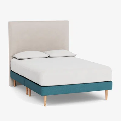 Heal's Heal's Shallow Divan Double Brushed Cotton Cadet Light Turned Solid Wood - Heal's UK Bedroom Furniture