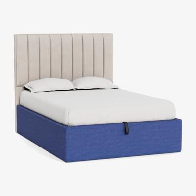 Heal's Heal's Storage Divan Double Brushed Cotton Cobalt Natural Feet - Heal's UK Bedroom Furniture