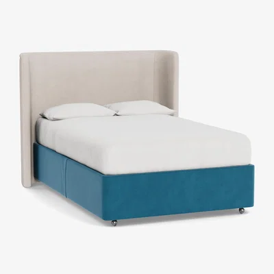 Heal's Heal's Deep Divan Double Smart Velvet Ocean None - Heal's UK Bedroom Furniture