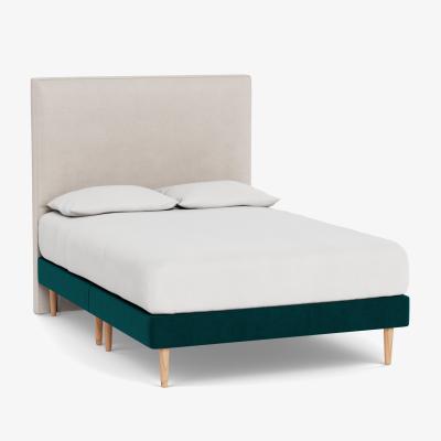 Heal's Heal's Shallow Divan Double Smart Luxe Velvet Ocean Light Turned Solid Wood - Heal's UK Bedroom Furniture