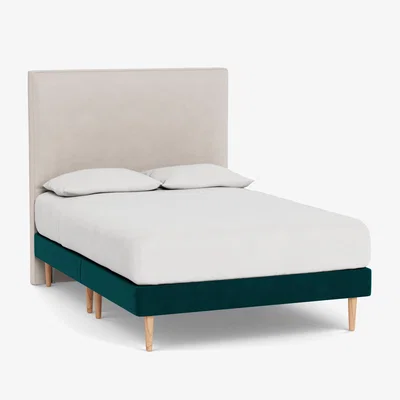 Heal's Heal's Shallow Divan Double Smart Luxe Velvet Ocean Light Turned Solid Wood - Heal's UK Bedroom Furniture