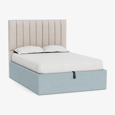 Heal's Heal's Storage Divan Double Smart Linen Mix Duck Egg Natural Feet - Heal's UK Bedroom Furniture