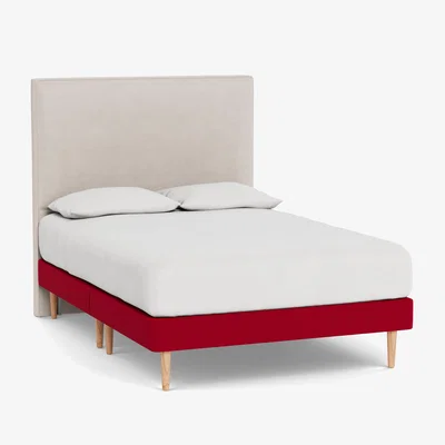 Heal's Heal's Shallow Divan Double Melton Wool Red Oxide Light Turned Solid Wood Feet - Heal's UK Bedroom Furniture