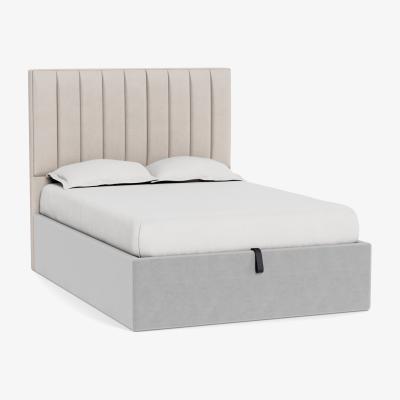 Heal's Heal's Storage Divan Double Velvet Platinum Black Feet - Heal's UK Bedroom Furniture