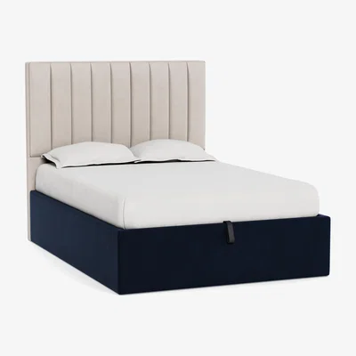 Heal's Heal's Storage Divan Double Smart Velvet Dusk Natural Feet - Heal's UK Bedroom Furniture