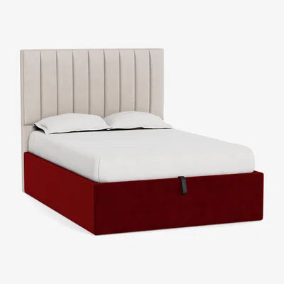 Heal's Heal's Storage Divan Double Smart Luxe Velvet Mulberry Black Feet - Heal's UK Bedroom Furniture