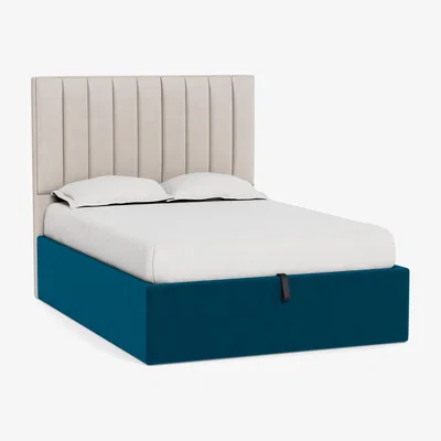 Heal's Heal's Storage Divan Double Velvet Teal Black Feet - Heal's UK Bedroom Furniture