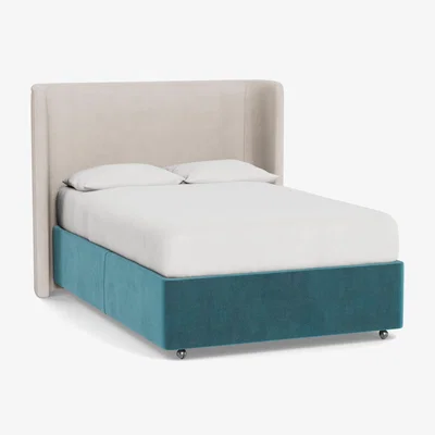 Heal's Heal's Deep Divan Double Smart Luxe Velvet Airforce Blue None - Heal's UK Bedroom Furniture