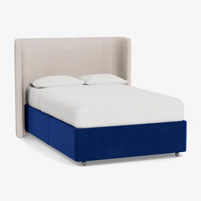 Heal's Heal's Deep Divan Double Smart Luxe Velvet Azure None - Heal's UK Bedroom Furniture