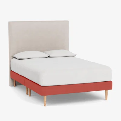 Heal's Heal's Shallow Divan Double Linen Grenadine Dark Solid Wood Feet - Heal's UK Bedroom Furniture