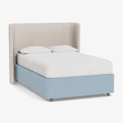Heal's Heal's Deep Divan Double 2 Footend & 2 Continental Capelo LinenCotton Sea Shanty - Heal's UK Bedroom Furniture
