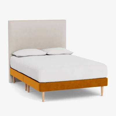 Heal's Heal's Shallow Divan Double Smart Luxe Velvet Cognac Light Turned Solid Wood - Heal's UK Bedroom Furniture