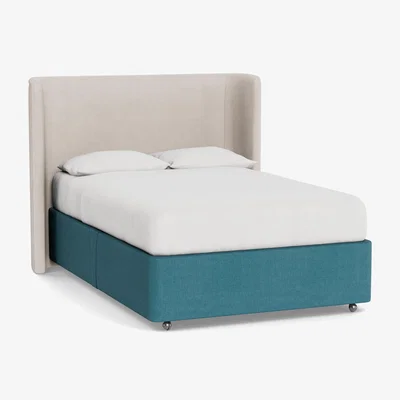 Heal's Heal's Deep Divan Double Brushed Cotton Cadet 2 Footend & 2 Continental - Heal's UK Bedroom Furniture