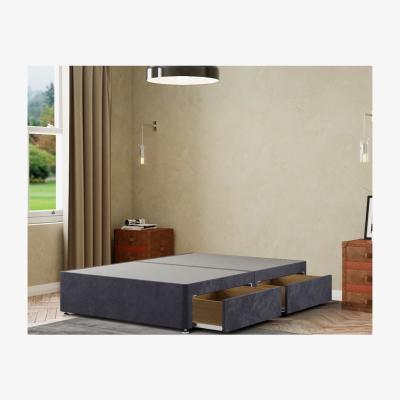 The Range Simple Divan Base 2 Drawers Plush - Steel / Double