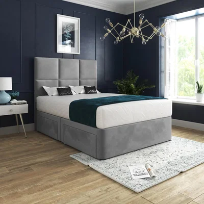 The Range Caprio Upholserted Floorstanding Headboard With Divan Bed Frame - Grey / Double