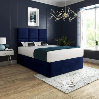 The Range Caprio Upholserted Floorstanding Headboard With Divan Bed Frame - Blue / Double