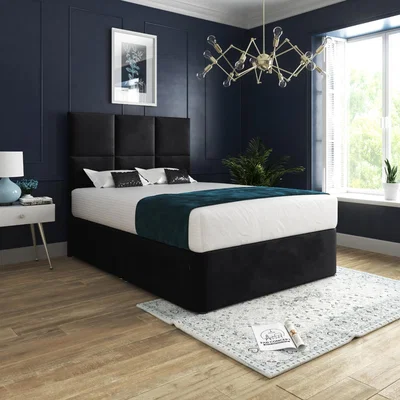 The Range Caprio Upholserted Floorstanding Headboard With Divan Bed Frame - Black / Double