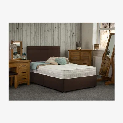 The Range Yealm Non Storage Divan Bed with Mattress - Brown / Double