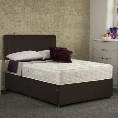 The Range Tamar Divan Bed Set With Drawers and Mattress - Chocolate / 4 / Double