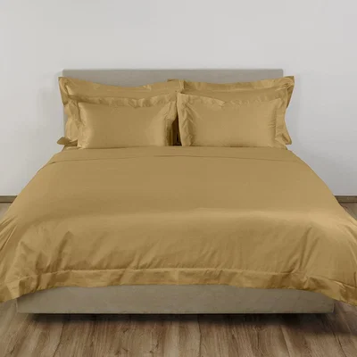 Amara Celso de Lemos - Bourdon Egyptian Cotton Sateen Duvet Cover Set - Gold - Super King