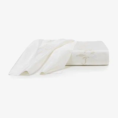 Amara Frette - Peonia Embroidery Duvet Cover Set - Super King - Milk/Savage Beige