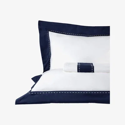 Amara Rivolta Carmignani - Ecurie D'angers Flat Sheet Set - Super King - White/Navy
