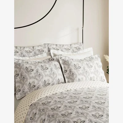 Marks & Spencer V&A Pure Cotton Percale Aarya Duvet Cover - 6FT - Ivory Mix, Ivory Mix
