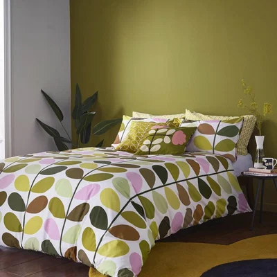 Downtown Orla Kiely Multi Stem Spring Duvet Cover Set - Super King, Cotton - Green/Beige/Brown/White