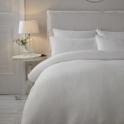 Downtown Serene Lindly White Duvet Cover Set - Super King