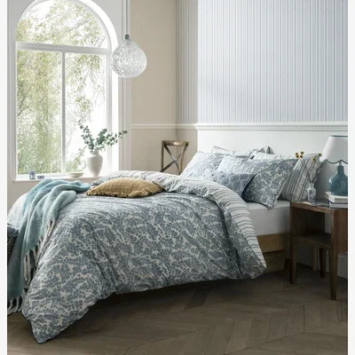 Downtown Laura Ashley Cariad Spray Duvet Cover Set - Super King In Blue