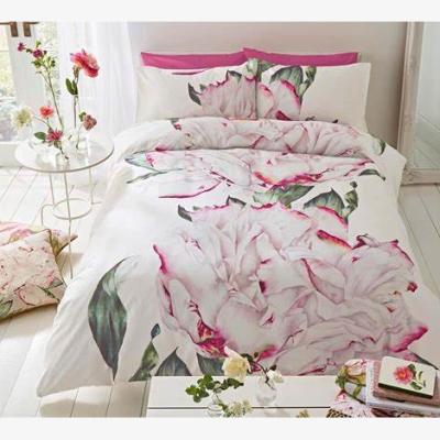 Downtown Voyage Maison Parcevall Peony Duvet Cover Set - Super King, Cotton, Floral - White/Pink/Green