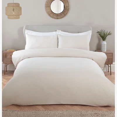 The Range Malvern Waffle Duvet Cover and Pillowcase Set - Natural / Superking
