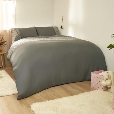 The Range Sienna Embossed Heart Velvet Band Duvet Cover Set - Silver / Superking