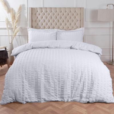 The Range Seersucker Duvet Cover with Pillowcase Bedding Set - White / Superking