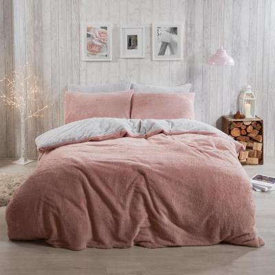 The Range Brentfords Reversible Teddy Duvet Cover Set with Pillowcases - Pink / Superking