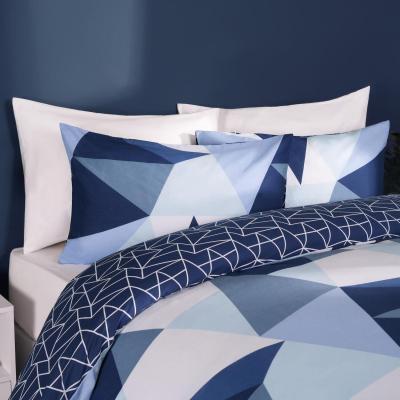 The Range Geometric Shapes Duvet Cover with Pillowcase Set Bedding Quilt - Navy / Superking