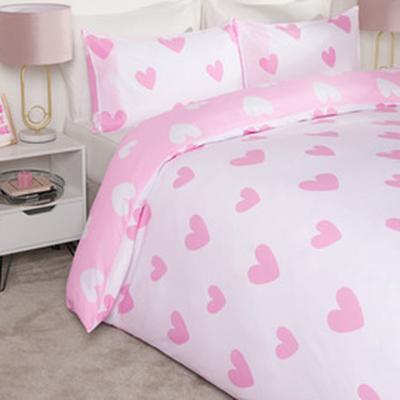 The Range Dreamscene Love Heart Print Duvet Cover with Pillowcase Quilt Bedding Set - Pink / Superking