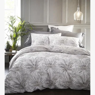 The Range Palm Springs Duvet Cover and Pillowcase Set - Silver / Super King