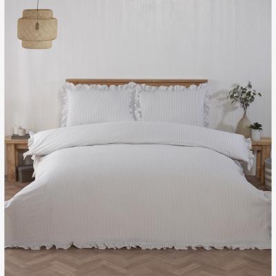 The Range Sadie Ruffle Duvet Cover and Pillowcase Set - Grey / Superking