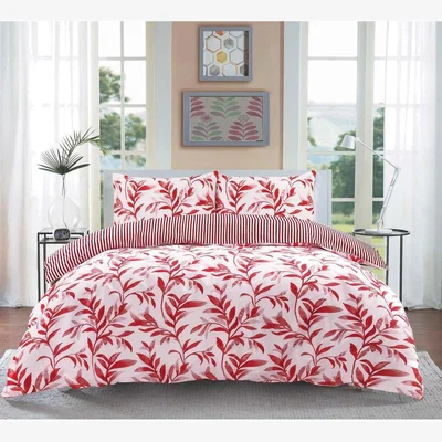 The Range Ellie Red Reversible Duvet Cover Set - Red / Superking