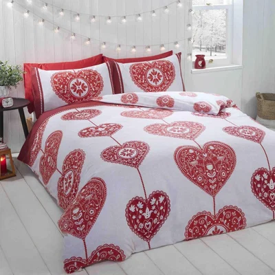 The Range Scandi Hearts Red Duvet Cover Set - Red / Superking