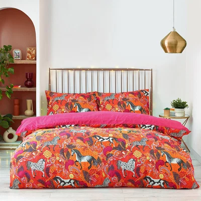 The Range Andalucian Equestrian Duvet Cover Set - Orange / Superking